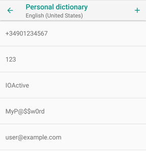 android custom personal dictionary
